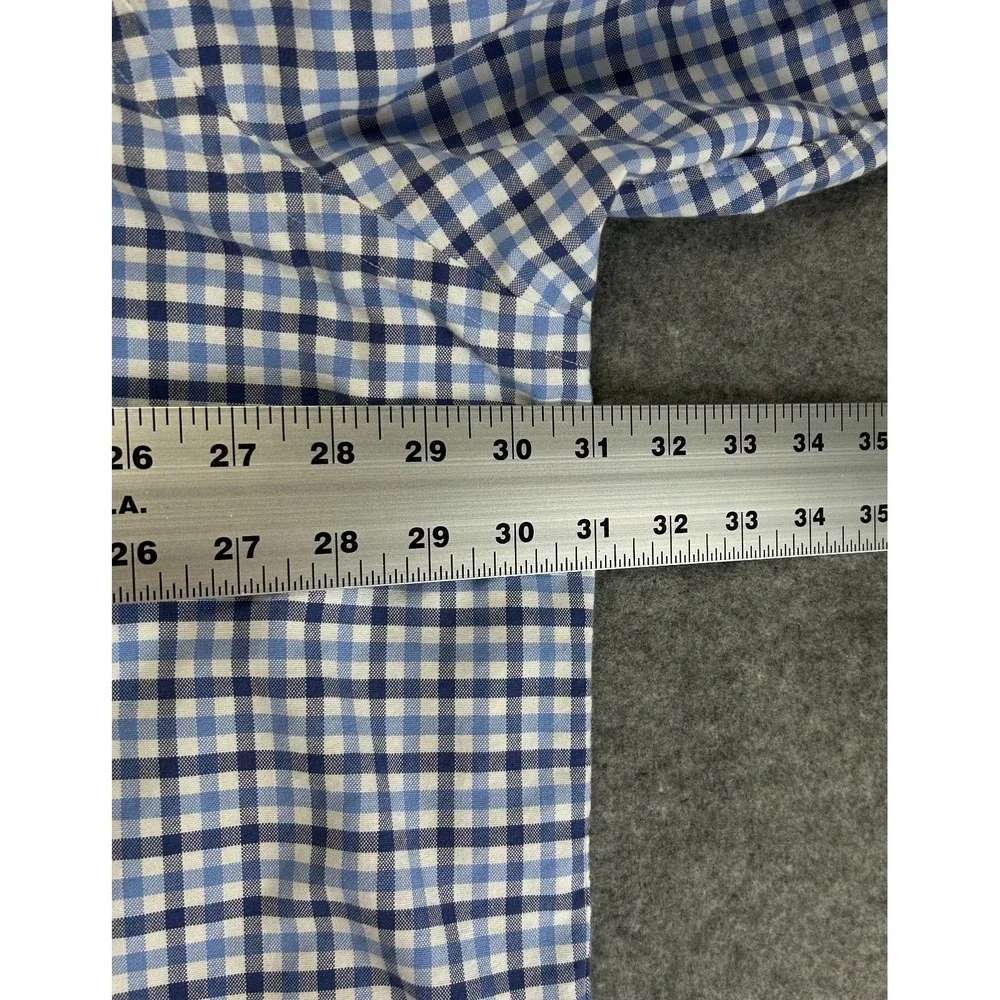 Polo Ralph Lauren Button Down Shirt Mens 3XB Blue White Gingham Long Sleeve Logo